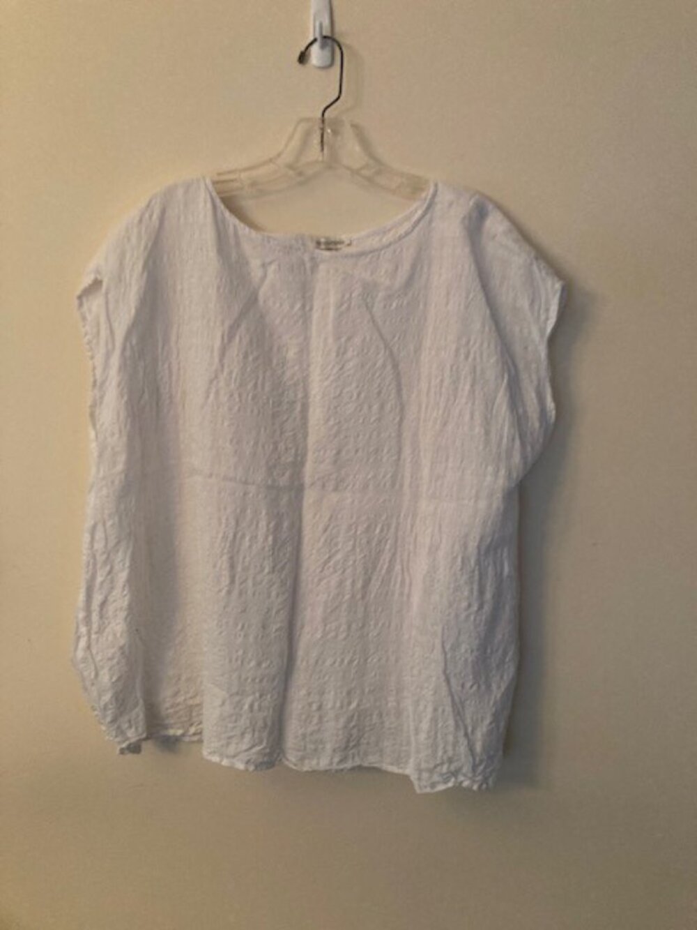 Eileen Fisher Puckered Organic Linen White Top Size XL
